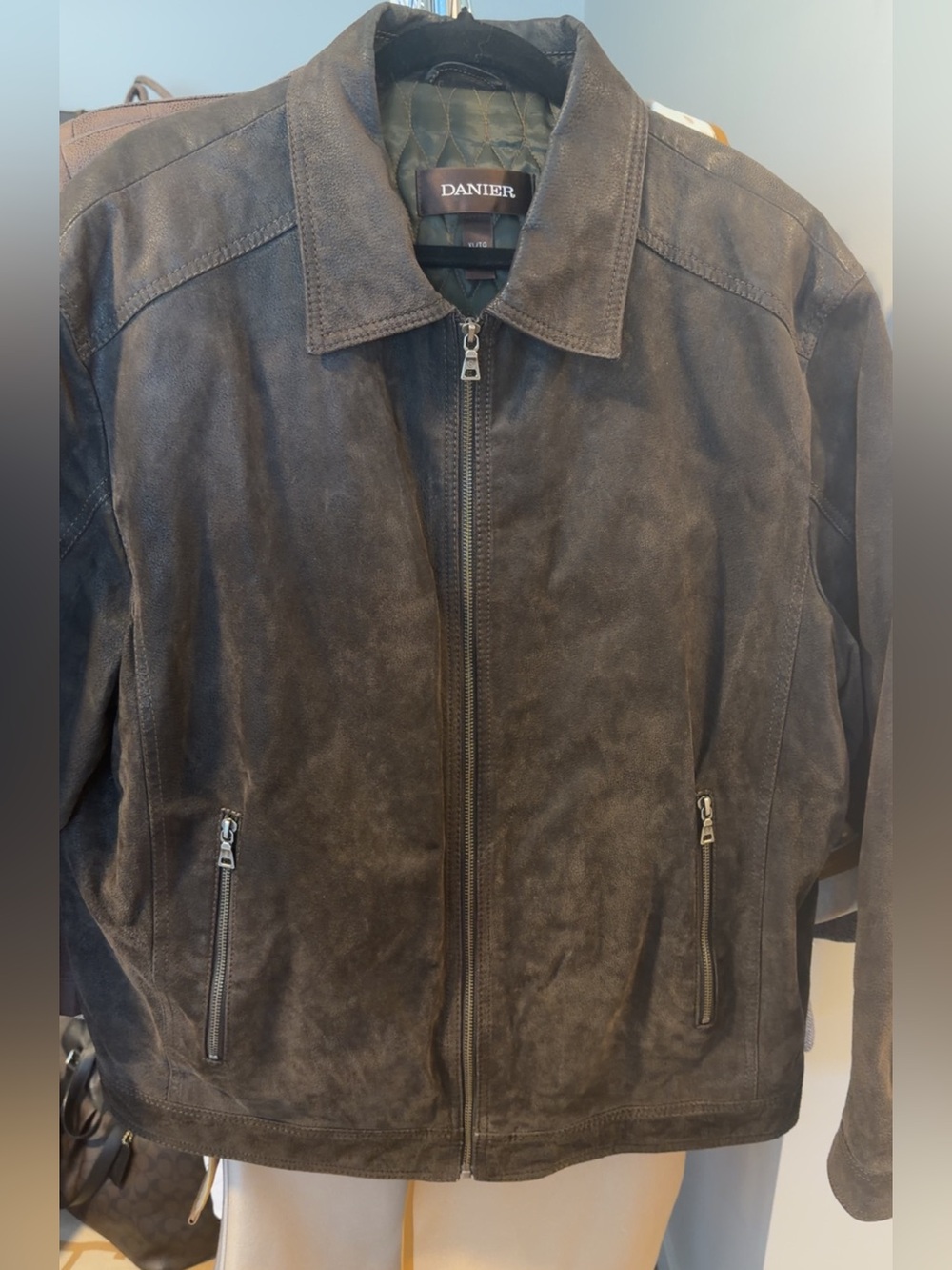Danier Men's Brown Suede Zip Jacket 90s excellent condition men’s XL